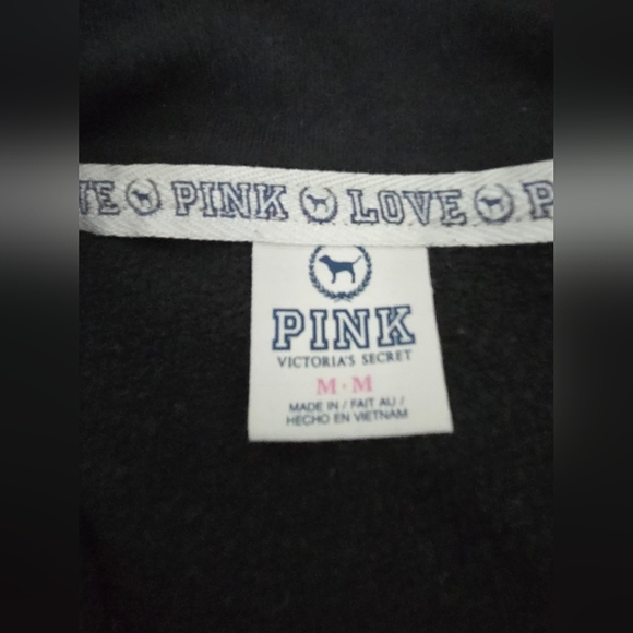 Victoria Secret PINK Black Quarter-Zip Pullover with Pink Logo - Picture 11 of 11